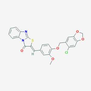 molecular formula C25H17ClN2O5S B394671 2-{4-[(6-chloro-1,3-benzodioxol-5-yl)methoxy]-3-methoxybenzylidene}[1,3]thiazolo[3,2-a]benzimidazol-3(2H)-one 