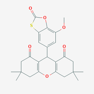 9-(7-methoxy-2-oxo-1,3-benzoxathiol-5-yl)-3,3,6,6-tetramethyl-3,4,5,6,7,9-hexahydro-1H-xanthene-1,8(2H)-dione