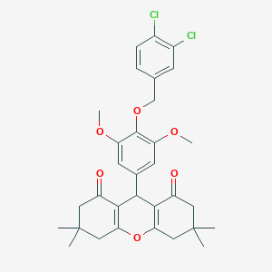 molecular formula C32H34Cl2O6 B394674 9-{4-[(3,4-dichlorobenzyl)oxy]-3,5-dimethoxyphenyl}-3,3,6,6-tetramethyl-3,4,5,6,7,9-hexahydro-1H-xanthene-1,8(2H)-dione 