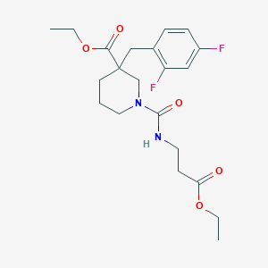 molecular formula C21H28F2N2O5 B3946741 ethyl 3-(2,4-difluorobenzyl)-1-{[(3-ethoxy-3-oxopropyl)amino]carbonyl}-3-piperidinecarboxylate 