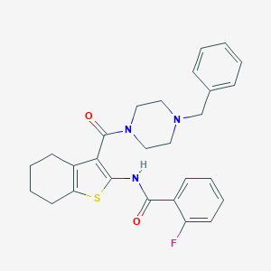 molecular formula C27H28FN3O2S B394684 N-[3-(4-benzylpiperazine-1-carbonyl)-4,5,6,7-tetrahydro-1-benzothiophen-2-yl]-2-fluorobenzamide 
