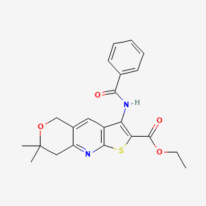 molecular formula C22H22N2O4S B3946843 ethyl 3-(benzoylamino)-7,7-dimethyl-7,8-dihydro-5H-pyrano[4,3-b]thieno[3,2-e]pyridine-2-carboxylate 