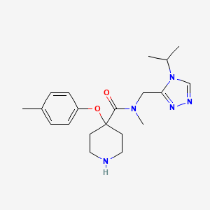 molecular formula C20H29N5O2 B3946852 N-[(4-isopropyl-4H-1,2,4-triazol-3-yl)methyl]-N-methyl-4-(4-methylphenoxy)-4-piperidinecarboxamide hydrochloride 