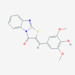 molecular formula C18H14N2O4S B394698 2-(4-hydroxy-3,5-dimethoxybenzylidene)[1,3]thiazolo[3,2-a]benzimidazol-3(2H)-one CAS No. 1622998-07-5