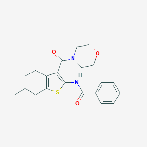 molecular formula C22H26N2O3S B394700 4-methyl-N-[6-methyl-3-(4-morpholinylcarbonyl)-4,5,6,7-tetrahydro-1-benzothien-2-yl]benzamide 