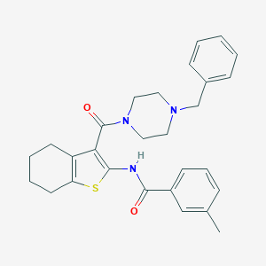molecular formula C28H31N3O2S B394701 N-[3-(4-benzylpiperazine-1-carbonyl)-4,5,6,7-tetrahydro-1-benzothiophen-2-yl]-3-methylbenzamide 