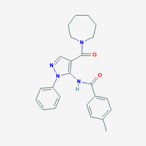 molecular formula C24H26N4O2 B394703 N-[4-(azepan-1-ylcarbonyl)-1-phenyl-1H-pyrazol-5-yl]-4-methylbenzamide 