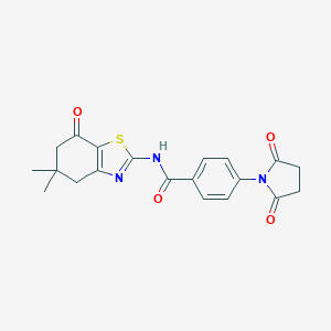 molecular formula C20H19N3O4S B394706 N-(5,5-dimethyl-7-oxo-4,6-dihydro-1,3-benzothiazol-2-yl)-4-(2,5-dioxopyrrolidin-1-yl)benzamide CAS No. 330200-75-4