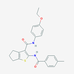 molecular formula C24H24N2O3S B394708 N-(4-ethoxyphenyl)-2-[(4-methylbenzoyl)amino]-5,6-dihydro-4H-cyclopenta[b]thiophene-3-carboxamide 