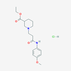 molecular formula C18H27ClN2O4 B3947082 ethyl 1-{3-[(4-methoxyphenyl)amino]-3-oxopropyl}-3-piperidinecarboxylate hydrochloride 