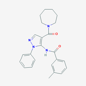molecular formula C24H26N4O2 B394709 N-[4-(1-azepanylcarbonyl)-1-phenyl-1H-pyrazol-5-yl]-3-methylbenzamide 