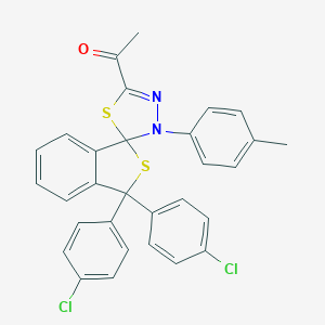 molecular formula C30H22Cl2N2OS2 B394711 1-[3,3-bis(4-chlorophenyl)-3'-(4-methylphenyl)-3H,3'H-spiro[2-benzothiophene-1,2'-[1,3,4]thiadiazol]-5'-yl]ethanone 