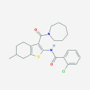 molecular formula C23H27ClN2O2S B394712 N-[3-(1-azepanylcarbonyl)-6-methyl-4,5,6,7-tetrahydro-1-benzothien-2-yl]-2-chlorobenzamide 