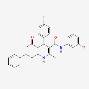 molecular formula C29H24F2N2O2 B3947137 N-(3-fluorophenyl)-4-(4-fluorophenyl)-2-methyl-5-oxo-7-phenyl-1,4,5,6,7,8-hexahydro-3-quinolinecarboxamide 