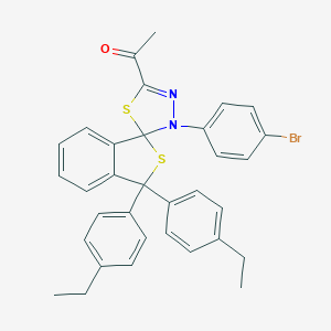 molecular formula C33H29BrN2OS2 B394715 1-[3'-(4-bromophenyl)-3,3-bis(4-ethylphenyl)-3H,3'H-spiro[2-benzothiophene-1,2'-[1,3,4]thiadiazol]-5'-yl]ethanone 