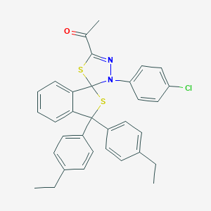 molecular formula C33H29ClN2OS2 B394719 1-[3'-(4-chlorophenyl)-3,3-bis(4-ethylphenyl)-3H,3'H-spiro[2-benzothiophene-1,2'-[1,3,4]thiadiazol]-5'-yl]ethanone 