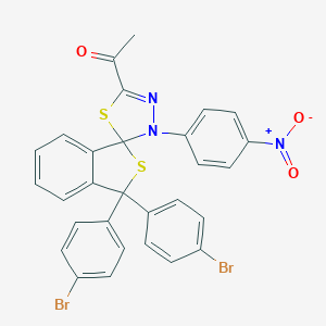 1-[1,1-Bis(4-bromophenyl)-4'-(4-nitrophenyl)-1,3,4',5'-tetrahydrospiro(2-benzothiophene-3,5'-[1,3,4]-thiadiazole)-2-yl]ethanone