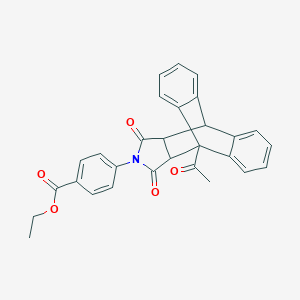 molecular formula C29H23NO5 B394722 ethyl 4-(1-acetyl-16,18-dioxo-17-azapentacyclo[6.6.5.0~2,7~.0~9,14~.0~15,19~]nonadeca-2,4,6,9,11,13-hexaen-17-yl)benzoate 