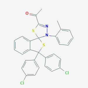 molecular formula C30H22Cl2N2OS2 B394723 1-[3,3-bis(4-chlorophenyl)-3'-(2-methylphenyl)-3H,3'H-spiro[2-benzothiophene-1,2'-[1,3,4]thiadiazol]-5'-yl]ethanone 