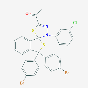 molecular formula C29H19Br2ClN2OS2 B394726 1-[3,3-bis(4-bromophenyl)-3'-(3-chlorophenyl)-3H,3'H-spiro[2-benzothiophene-1,2'-[1,3,4]thiadiazol]-5'-yl]ethanone 