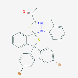 molecular formula C30H22Br2N2OS2 B394730 1-[3,3-bis(4-bromophenyl)-3'-(2-methylphenyl)-3H,3'H-spiro[2-benzothiophene-1,2'-[1,3,4]thiadiazol]-5'-yl]ethanone 