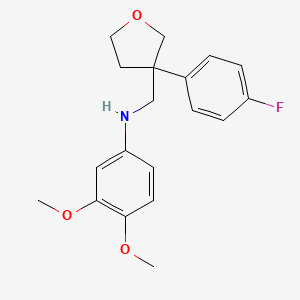 molecular formula C19H22FNO3 B3947310 N-[[3-(4-fluorophenyl)oxolan-3-yl]methyl]-3,4-dimethoxyaniline 