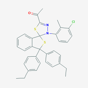 molecular formula C34H31ClN2OS2 B394732 1-[3'-(3-chloro-2-methylphenyl)-3,3-bis(4-ethylphenyl)-3H,3'H-spiro[2-benzothiophene-1,2'-[1,3,4]thiadiazol]-5'-yl]ethanone 