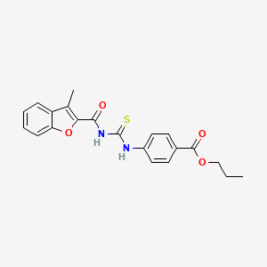 molecular formula C21H20N2O4S B3947320 Propyl 4-({[(3-methyl-1-benzofuran-2-yl)carbonyl]carbamothioyl}amino)benzoate 