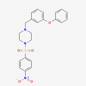molecular formula C23H23N3O5S B3947327 1-[(4-nitrophenyl)sulfonyl]-4-(3-phenoxybenzyl)piperazine 