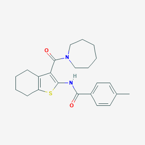 molecular formula C23H28N2O2S B394733 N-[3-(azepane-1-carbonyl)-4,5,6,7-tetrahydro-1-benzothiophen-2-yl]-4-methylbenzamide 