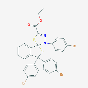 molecular formula C30H21Br3N2O2S2 B394735 ethyl 3,3,3'-tris(4-bromophenyl)-3H,3'H-spiro[2-benzothiophene-1,2'-[1,3,4]thiadiazole]-5'-carboxylate 