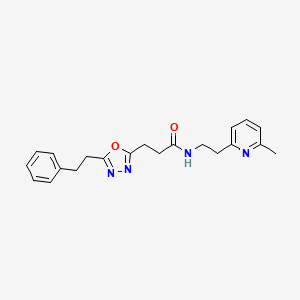 molecular formula C21H24N4O2 B3947410 N-[2-(6-methyl-2-pyridinyl)ethyl]-3-[5-(2-phenylethyl)-1,3,4-oxadiazol-2-yl]propanamide 