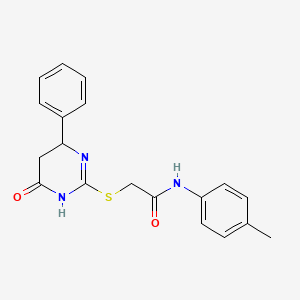 molecular formula C19H19N3O2S B3947437 N-(4-methylphenyl)-2-[(6-oxo-4-phenyl-1,4,5,6-tetrahydropyrimidin-2-yl)sulfanyl]acetamide 