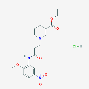 molecular formula C18H26ClN3O6 B3947452 Ethyl 1-[3-(2-methoxy-5-nitroanilino)-3-oxopropyl]piperidine-3-carboxylate;hydrochloride 