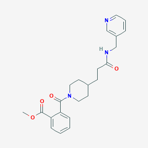 molecular formula C23H27N3O4 B3947778 methyl 2-[(4-{3-oxo-3-[(3-pyridinylmethyl)amino]propyl}-1-piperidinyl)carbonyl]benzoate 