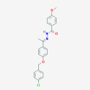 molecular formula C23H21ClN2O3 B394783 N'-(1-{4-[(4-chlorobenzyl)oxy]phenyl}ethylidene)-4-methoxybenzohydrazide 