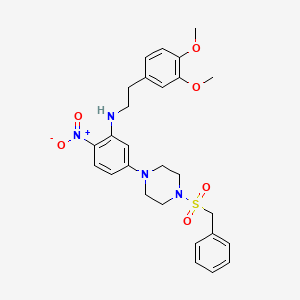 molecular formula C27H32N4O6S B3947841 N-[2-(3,4-DIMETHOXYPHENYL)ETHYL]-2-NITRO-5-(4-PHENYLMETHANESULFONYLPIPERAZIN-1-YL)ANILINE 
