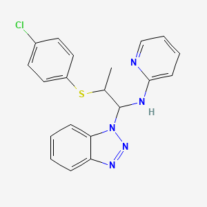 molecular formula C20H18ClN5S B3947896 N-{1-(1H-1,2,3-benzotriazol-1-yl)-2-[(4-chlorophenyl)thio]propyl}-2-pyridinamine 