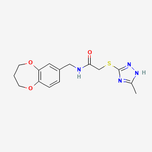 molecular formula C15H18N4O3S B3947916 N-(3,4-dihydro-2H-1,5-benzodioxepin-7-ylmethyl)-2-[(3-methyl-1H-1,2,4-triazol-5-yl)thio]acetamide 