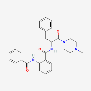molecular formula C28H30N4O3 B3947999 N-[1-(4-methylpiperazin-1-yl)-1-oxo-3-phenylpropan-2-yl]-2-[(phenylcarbonyl)amino]benzamide 