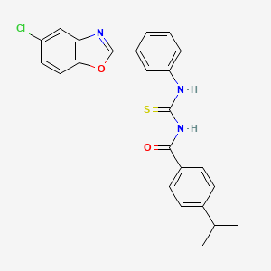 molecular formula C25H22ClN3O2S B3948021 N-{[5-(5-chloro-1,3-benzoxazol-2-yl)-2-methylphenyl]carbamothioyl}-4-(propan-2-yl)benzamide 