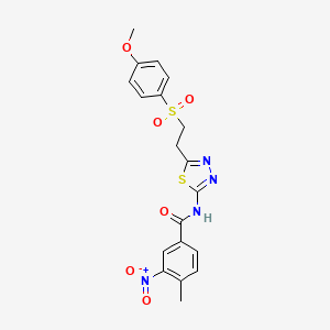 molecular formula C19H18N4O6S2 B3948111 N-[5-[2-(4-methoxyphenyl)sulfonylethyl]-1,3,4-thiadiazol-2-yl]-4-methyl-3-nitrobenzamide 