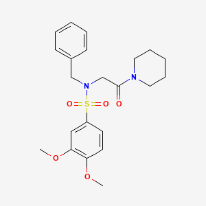 molecular formula C22H28N2O5S B3948427 N-benzyl-3,4-dimethoxy-N-[2-oxo-2-(1-piperidinyl)ethyl]benzenesulfonamide 