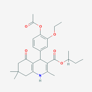 molecular formula C27H35NO6 B394872 Butan-2-yl 4-[4-(acetyloxy)-3-ethoxyphenyl]-2,7,7-trimethyl-5-oxo-1,4,5,6,7,8-hexahydroquinoline-3-carboxylate 