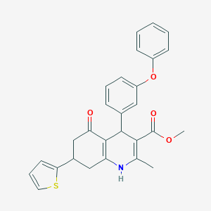 molecular formula C28H25NO4S B394914 Methyl 2-methyl-5-oxo-4-(3-phenoxyphenyl)-7-(thiophen-2-yl)-1,4,5,6,7,8-hexahydroquinoline-3-carboxylate 