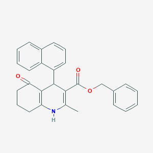 molecular formula C28H25NO3 B394915 Benzyl 2-methyl-4-(naphthalen-1-yl)-5-oxo-1,4,5,6,7,8-hexahydroquinoline-3-carboxylate 