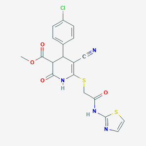 methyl 4-(4-chlorophenyl)-5-cyano-2-oxo-6-[2-oxo-2-(1,3-thiazol-2-ylamino)ethyl]sulfanyl-3,4-dihydro-1H-pyridine-3-carboxylate