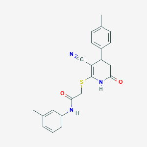 2-{[3-cyano-6-hydroxy-4-(4-methylphenyl)-4,5-dihydropyridin-2-yl]sulfanyl}-N-(3-methylphenyl)acetamide