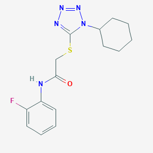 2-[(1-cyclohexyl-1H-tetrazol-5-yl)sulfanyl]-N-(2-fluorophenyl)acetamide