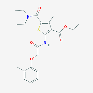 molecular formula C22H28N2O5S B395025 Ethyl 5-(diethylcarbamoyl)-4-methyl-2-[2-(2-methylphenoxy)acetamido]thiophene-3-carboxylate 